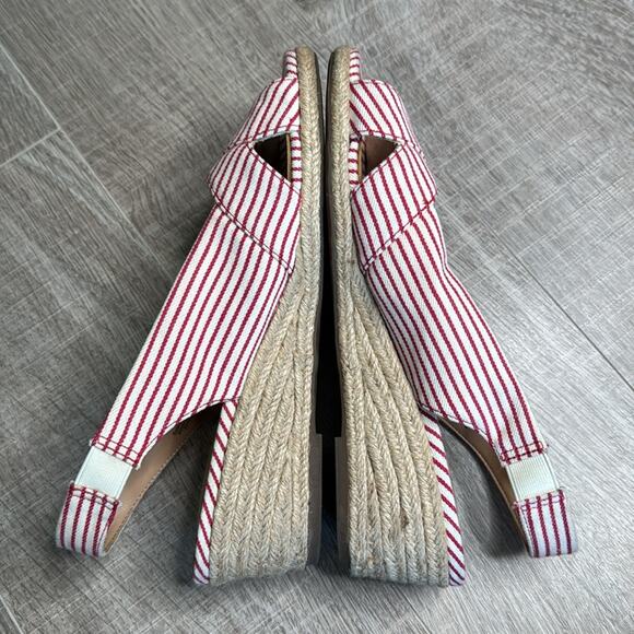ABELLA TRUE COMFORT Women’s Shiloh Red and White Striped Espadrille Wedges - Picture 5 of 10